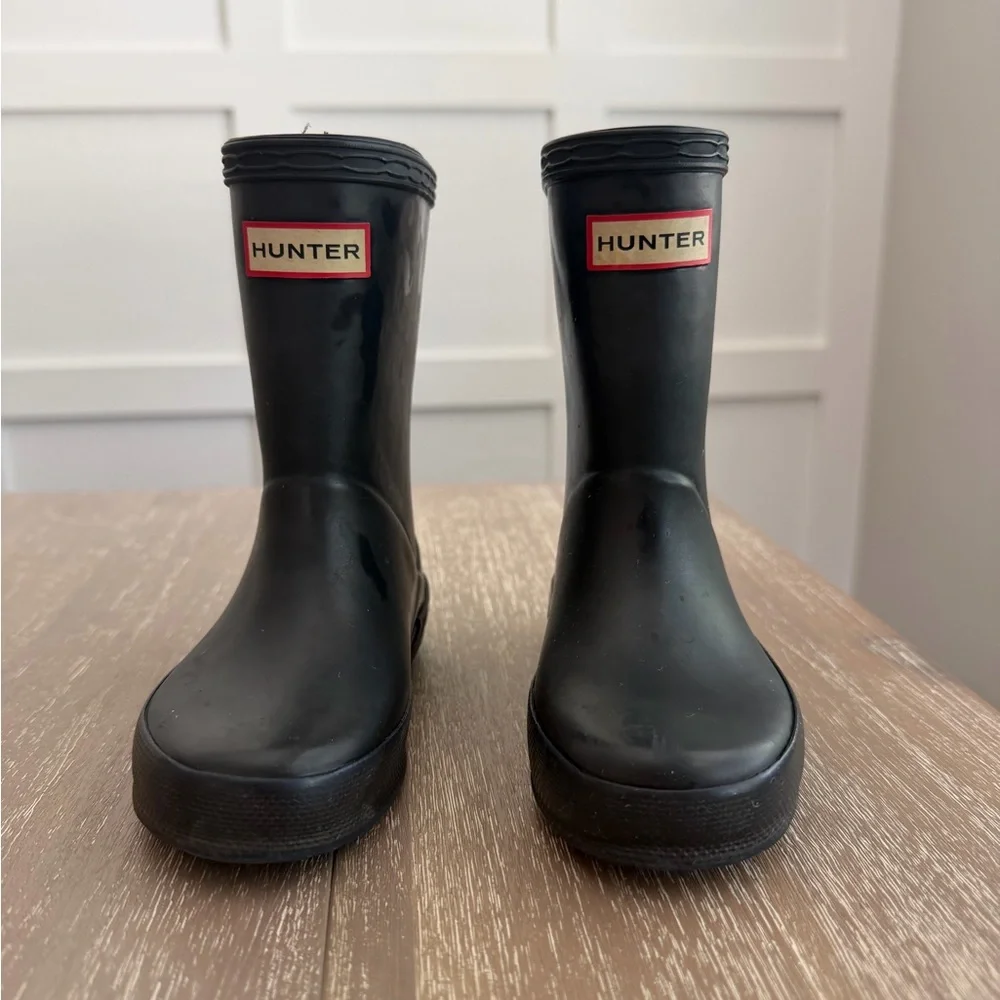 Hunter Kids Matte Black Logo Rain Boots